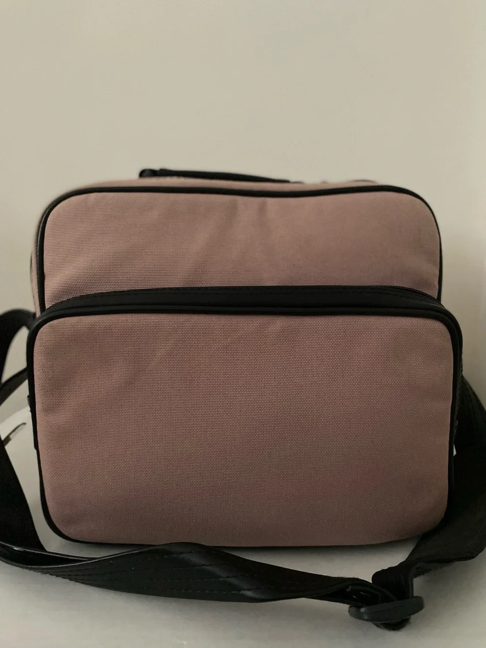 Canvas Crossbody Bag Gray with Black Trim. 11”x7”. Perfect Overnight. Camera Bag